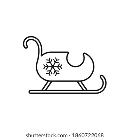Santa's sleigh line icon in simple design on a white background