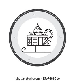 Santa's sleigh line  icon with white background