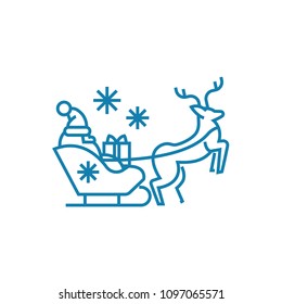 Santa's sleigh linear icon concept. Santa's sleigh line vector sign, symbol, illustration.