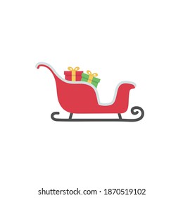 Santa's sleigh with presents - christmas icon - isolated on white background. Vector illustration.