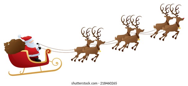 Santa's Sleigh And Reindeer.