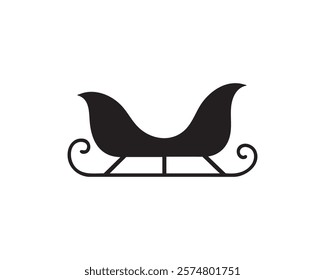 Santa's Sleigh Silhouette: Minimalistic Black Design on White Background