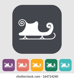 Santa's sleigh. Single flat icon on the button. Vector illustration.
