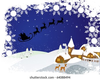 santa`s sleigh - vector