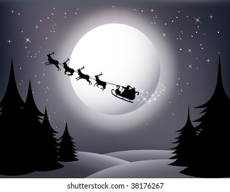 Santa`s Sleigh - vector (gray version) check Out My Portfolio For Similar Illustrations...