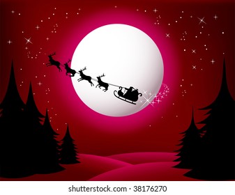 Santa`s Sleigh - vector (red version) check Out My Portfolio For Similar Illustrations ...