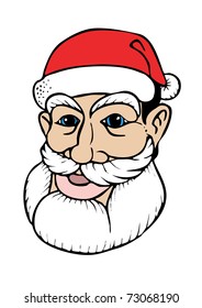 Santa's smiling face with a thick beard.