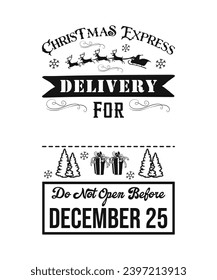Santas Special Delivery Christmas Gift Bag North Pole vintage Santa sack Design on white Background