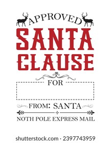 Santa's Special Delivery Christmas Gift Bag North Pole vintage Santa sack Design on white Background