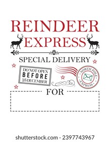 Santa's Special Delivery Christmas Gift Bag North Pole vintage Santa sack Design on white Background