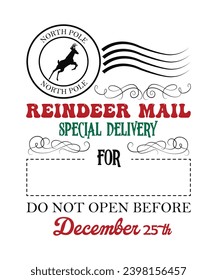 Santa's Special Delivery Retro Groovy Christmas Gift Bag North Pole vintage Santa sack Design on white Background