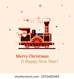 Santa's Steam Locomotive Christmas Card