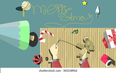  Santa's Top view working  