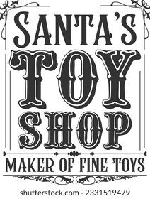 Santa's Toy Shop - Vintage Christmas Print