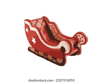 Santa's vehicle on Christmas Eve is a sleigh and it is full of wonderful gifts for everyone. The little red sleigh is made of gingerbread dough and decorated with royal icing.