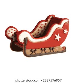 Santa's vehicle on Christmas Eve is a sleigh and it is full of wonderful gifts for everyone. The little red sleigh is made of gingerbread dough and decorated with royal icing.