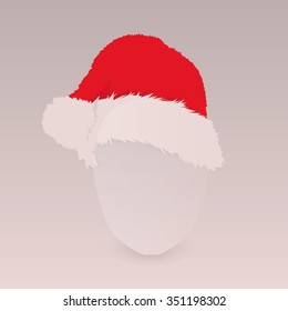 Santa's warm hat with pile for girls and for boys. White and Blue hats. Vector illustration.