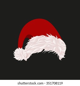 Santa's warm hat with pile for girls and for boys. White and Blue hats. Vector illustration.