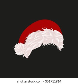 Santa's warm hat with pile for girls and for boys. White and Blue hats. Vector illustration.