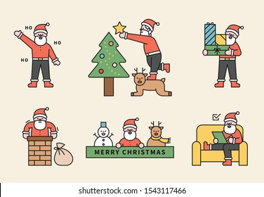 Santa's work. busy day. flat design style minimal vector illustration.