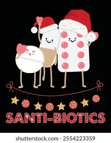 Santi- Biotics Doctor, Xmas Christmas funny shirts merry, matching family Christmas pajama cool, Snowman party, bright shirt Christmas gift idea makes, great x-mas gift idea, Cute Christmas