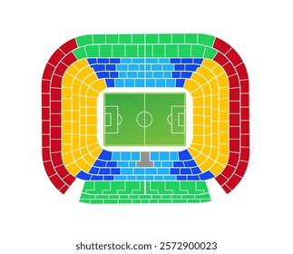 Santiago Bernabeu (Spain) stadium scheme. Football stadium map. Vector education art illustration