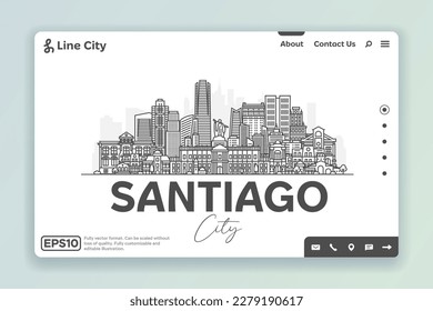 Santiago, Chile architecture line skyline illustration. Linear vector cityscape with famous landmarks, city sights, design icons. Landscape with editable strokes.