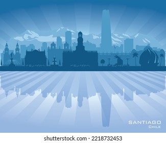 Santiago Chile city skyline vector silhouette illustration