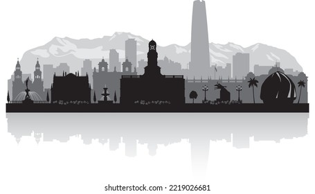 Santiago Chile city skyline vector silhouette illustration