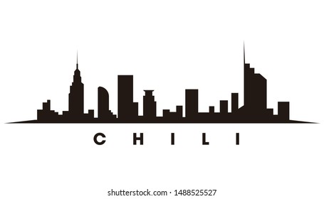 Santiago Chile skyline and landmarks silhouette vector