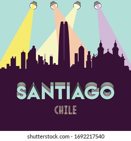 Santiago Chile skyline silhouette flat design vector illustration