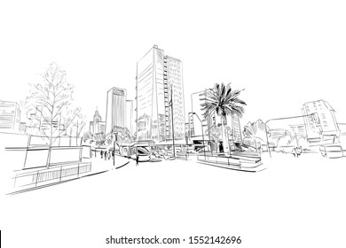 Santiago. Chile. South America. Urban sketch. Hand drawn vector illustration