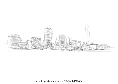 Santiago. Chile. South America. Urban sketch. Hand drawn vector illustration