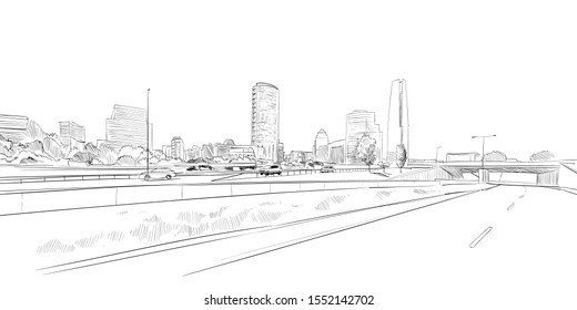 Santiago. Chile. South America. Urban sketch. Hand drawn vector illustration