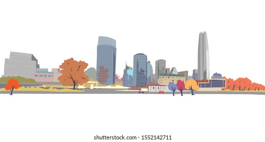 Santiago. Chile. South America. Urban sketch. Hand drawn vector illustration