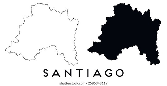 Santiago city map outline and black silhouette vector