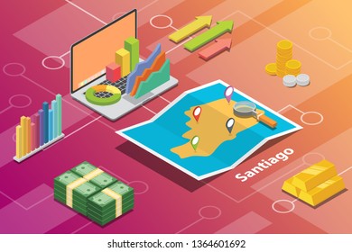 santiago city in philippines city isometric financial economy condition concept for describe cities growth expand - vector illustration