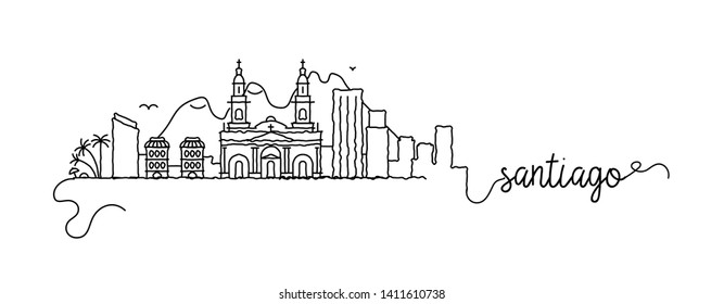 Santiago City Skyline Doodle Sign
