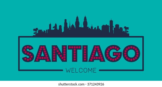 Santiago city skyline silhouette vector design