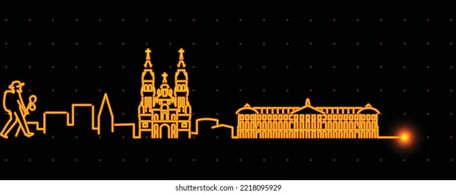 Santiago Compostela Light Streak Skyline Profile