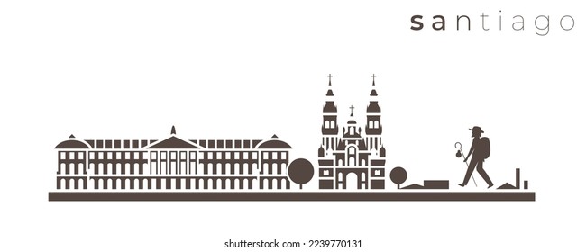 Santiago Compostela Einfach-Einfarbige, stylische Skyline