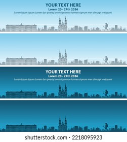 Santiago Compostela Skyline Profile Event Banner