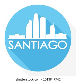 Santiago de Chile America Flat Icon Skyline Silhouette Design City Vector Art Famous Buildings