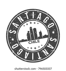 Santiago de Chile America Stamp Logo Icon Symbol Design Skyline City.