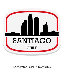 Santiago de Chile Label Stamp Icon Skyline City Design Tourism.