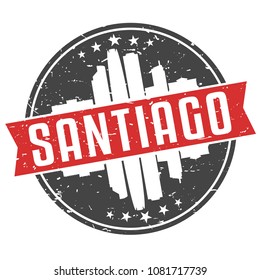 Santiago de Chile Round Travel Stamp Icon Skyline City Design. Seal Illustration Badge Vector.