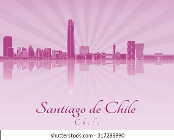 Santiago de Chile skyline in purple radiant orchid in editable vector file