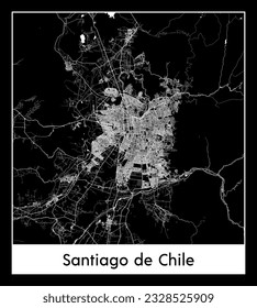 Santiago de Chile Chile South America City map black white vector illustration