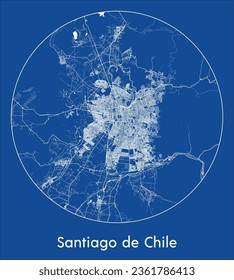 Santiago de Chile Chile South America City Map blue print round Circle vector illustration