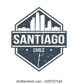 Santiago de Chile Travel Stamp Icon Skyline City Design Tourism. Seal Passport Vector.